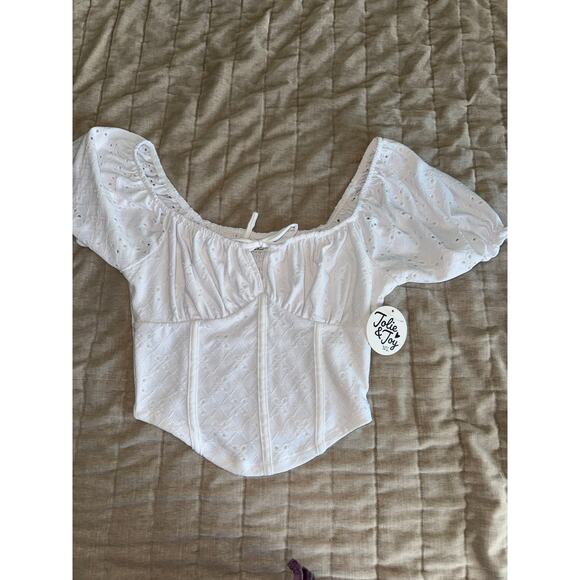 Effortless Mood Off-The-Shoulder Eyelet Corset Top size M - Picture 1 of 4
